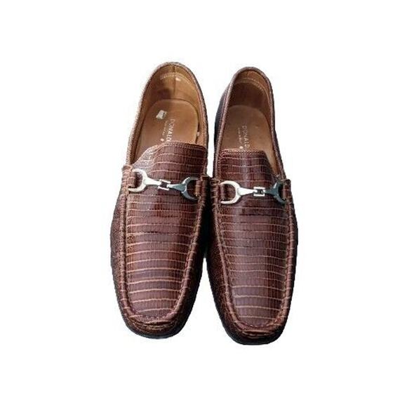 Donald Pliner Darrin2 Slip-on Cognac Croc Embossed Leather Italian Men's Size 9 - Picture 2 of 9